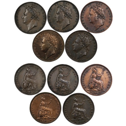 395 - Farthings (5), George IV bare head, comprising a date run 1826-1830. nVF to EF, the 1829 particularl... 