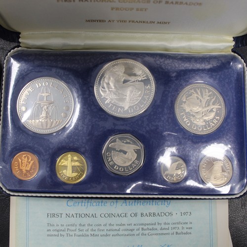 27 - Coins of Barbados & British Virgin Islands. Four proof coin sets comprising Barbados 1973 (2), B... 