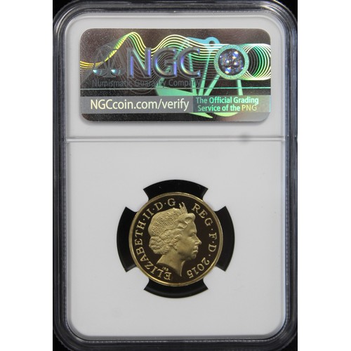 45 - 2015 Proof £1 coin featuring the Royal Shield of Arms. Graded NGC PF68 Ultra Cameo.