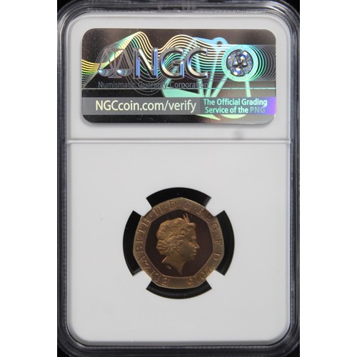 57 - 2015 Proof 20p with shield design. Graded NGC PF68 Ultra Cameo and with rich toning, the obverse wit... 