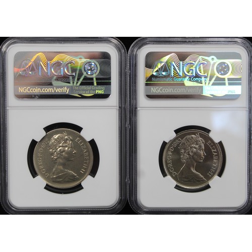 58 - A pair of NGC graded 10p coins comprising 1983 graded MS66 and a 1972 proof graded PF64. The 1983 si... 