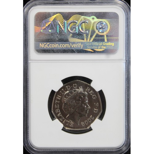 49 - BUNC 2009 Blue Peter Olympic 50p. Graded NGC MS66PL (proof-like) and one of only 14 coins to achieve... 