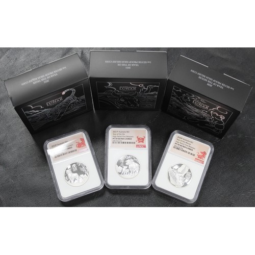 13 - The Australian Lunar Series III 1oz high relief silver proof coins comprising 2020 Year of the Mouse... 