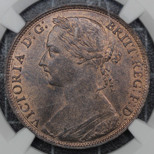 89 - 1887 Penny, Victoria. Graded NGC MS64RB. An attractive coin with usual mottled toning and lustre ben... 