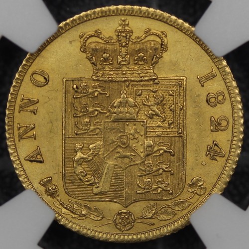 99 - 1824 Half Sovereign, George IV. Graded NGC MS63 in a Hayleigh Collection holder. A gorgeous example ... 