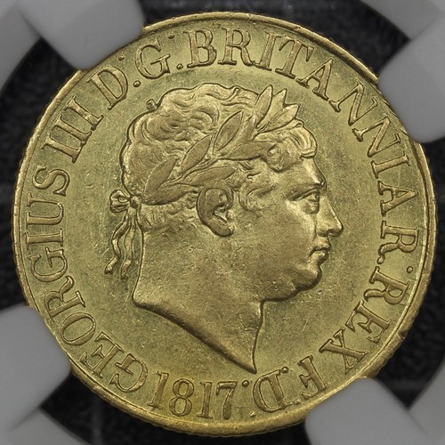 101 - 1817 Sovereign, George III. Graded NGC AU58 with coins at this level always desirable. The first yea... 