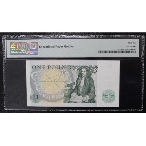 8 - Great Britain £1 Note, PMG Graded Gem Uncirculated 66 EPQ. D.H.F. Somerset, B341 (S/N AN39 326541).