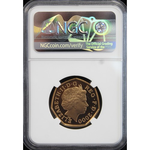 96 - 2000 Gold proof 50p commemorating 150 years of public libraries. Graded NGC PF70 Ultra Cameo and one... 