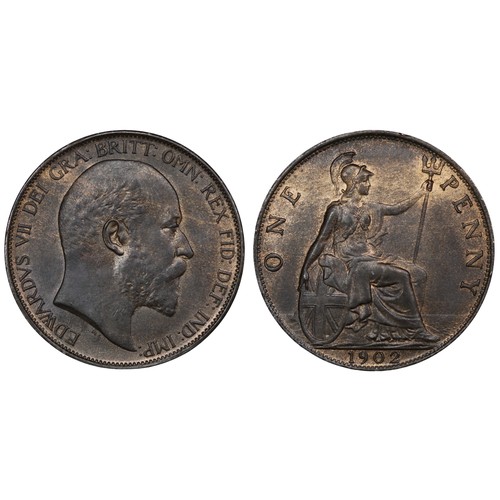 91 - 1902 Penny, Edward VII. Streaky reverse toning, an attractive and richly coloured example. gEF or be... 