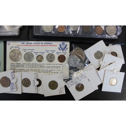 4 - A selection of UK & World coins in 5 albums with some loose and additionally a part-set of the C... 