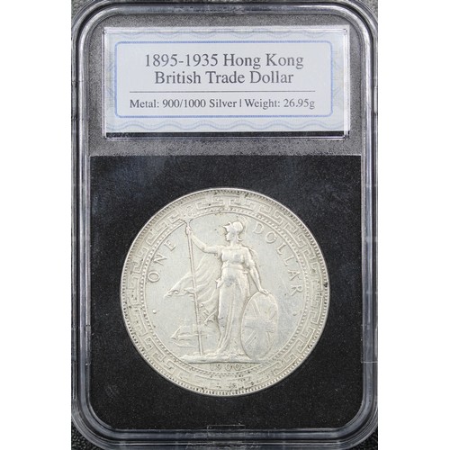 30 - British Trade Dollar, 1900, Queen Victoria, Bombay Mint. Once cleaned, housed in a presentation slab... 