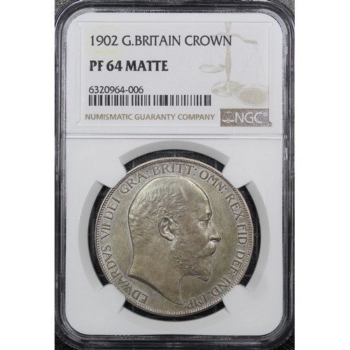 75 - 1902 Matt Proof Crown, Edward VII. Graded NGC PF64 Matte, attractively toned and scarce in such a gr... 