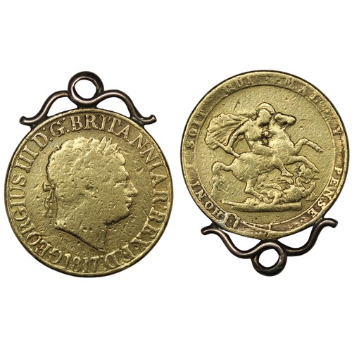 62 - 1817 Sovereign, George III. Mounted as a pendant. The first issue of the modern sovereign with the i... 