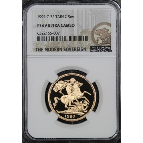 60 - 1992 Double Sovereign, Elizabeth II. Graded NGC PF69 Ultra Cameo and presented in Modern Sovereign h... 