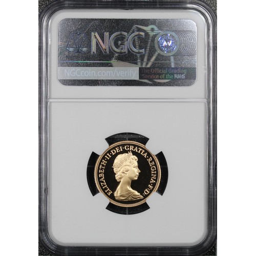 65 - 1984 Proof Sovereign, Elizabeth II. Graded NGC PF69 Ultra Cameo and presented in Modern Sovereign ho... 