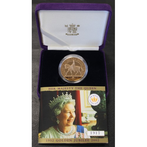 56 - 2002 Gold Proof Quintuple Sovereign/£5 commemorating the Golden Jubilee of the Late Queen Elizabeth ... 