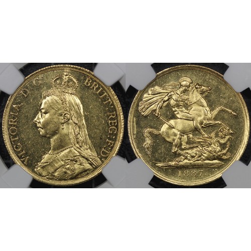 59 - 1887 Double Sovereign, Victoria. Graded NGC MS61 PL (proof-like) and one of just five examples to re... 