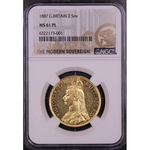 59 - 1887 Double Sovereign, Victoria. Graded NGC MS61 PL (proof-like) and one of just five examples to re... 