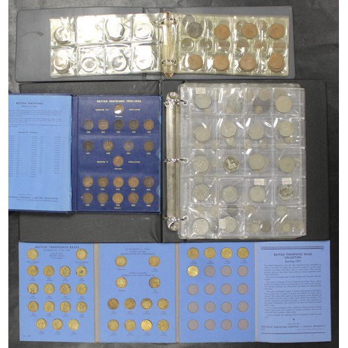 301 - UK & World Coin Assortment in two albums and two folders with both decimal & pre-decimal iss... 