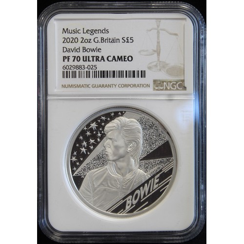 2020 David Bowie 2oz Silver Proof. Graded NGC PF70 Ultra