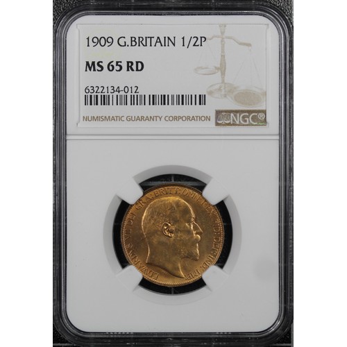 45 - 1909 Half Penny, Edward VII, F388. Graded NGC MS65RD.  A sublime coin with only two examples recorde... 