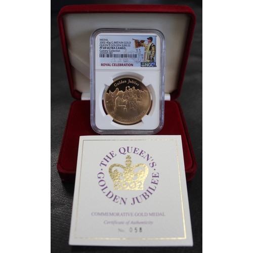 55 - 2002 Queen Elizabeth II Golden Jubilee Medal struck in 22ct gold (39.94g, as 5 sovereign). One of on... 