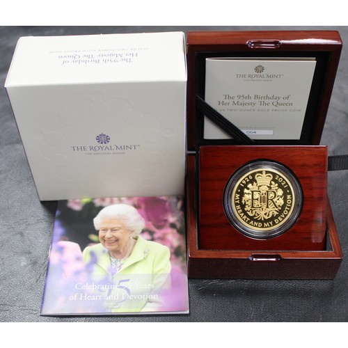 53 - 2021 2oz gold proof £200 commemorating the 95th birthday of the late Queen Elizabeth II.  Featuring ... 