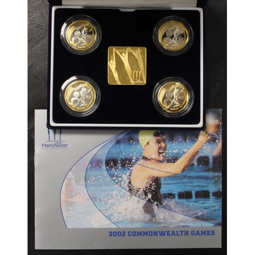 189 - 2002 Silver proof Commonwealth Games £2 coin set. Cased with COA. Some light toning otherwise as str... 