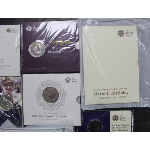 179 - BUNC £5 coin assortment (10) with Royal interest comprising 2003 Coronation Anniversary, 2007 Diamon... 