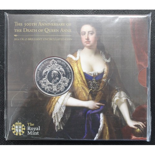 169 - BUNC 2014 Queen Anne £5, a key date in the series. Sealed as issued in Royal Mint Pack