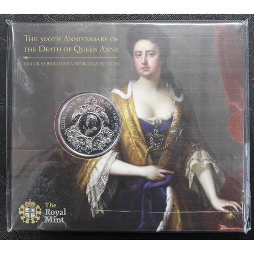 170 - BUNC 2014 Queen Anne £5, a key date in the series. Sealed as issued in Royal Mint Pack