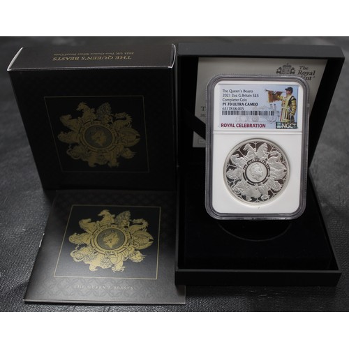 239 - 2021 2oz silver proof Queen's Beasts Completer. Graded NGC PF70 Ultra Cameo and presented in a Royal... 