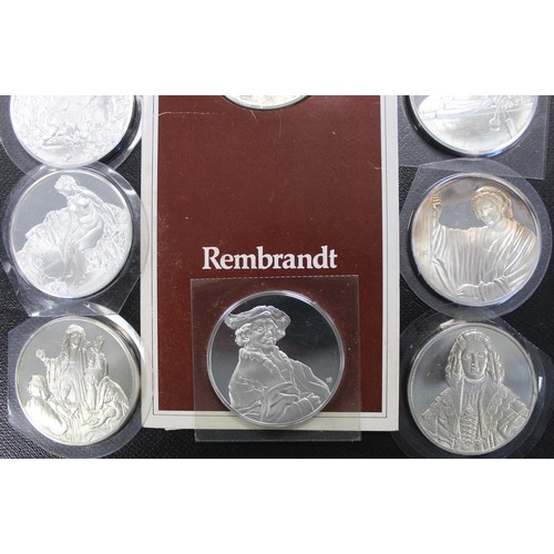 248 - A selection of 10 large silver medals commemorating the life and work of Rembrandt. Struck by John P... 