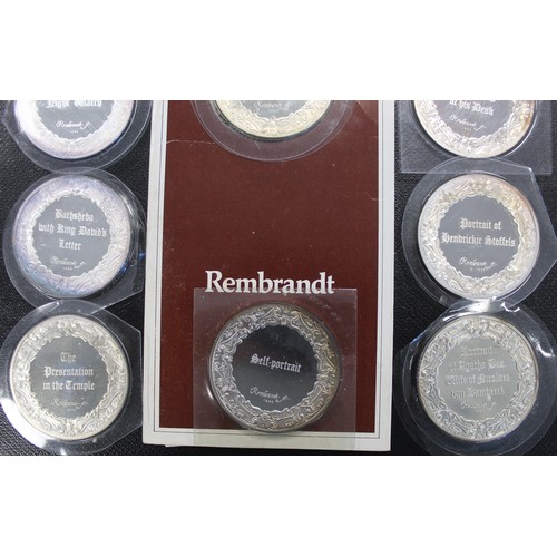 248 - A selection of 10 large silver medals commemorating the life and work of Rembrandt. Struck by John P... 