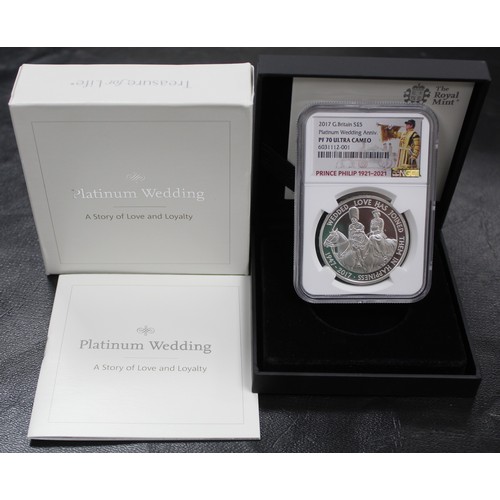 171 - 2017 Silver proof £5 coin commemorating the Platinum Wedding Anniversary of Queen Elizabeth II... 