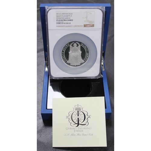 231 - 2012 Diamond Jubilee 5oz Silver £10 coin. A superb issue seldom offered. Graded NGC PF69 Ultra Cameo... 