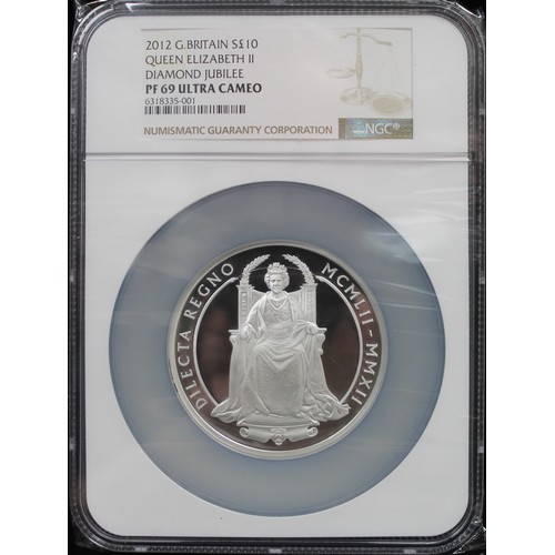 231 - 2012 Diamond Jubilee 5oz Silver £10 coin. A superb issue seldom offered. Graded NGC PF69 Ultra Cameo... 