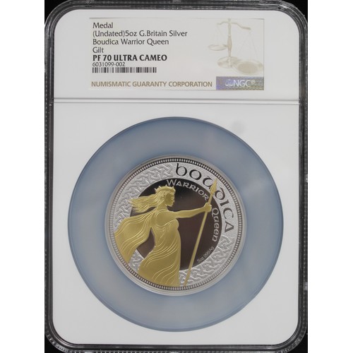 264 - Undated 5oz silver proof celebrating Boudica, Queen of the Iceni people. A private issue struck in f... 