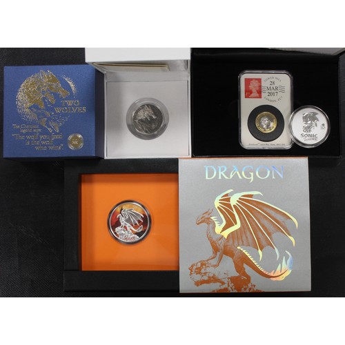 282 - A mixed assortment of world & UK coins, mainly silver (4) to include 2020 NIUE Dragon $2 struck ... 