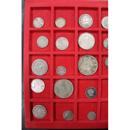 316 - A tray of mixed UK & world silver coins (41) to include some early issues. Generally fair, occas... 