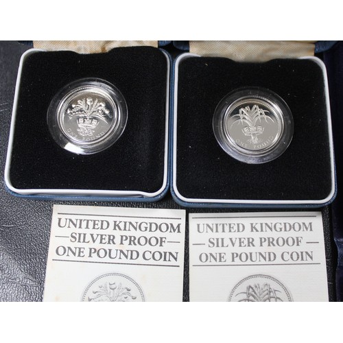 220 - Proof Silver Decimal Assortment. All cased. Some foxing. £2 1997 & 1998. 1997 50p, Large and Sma... 