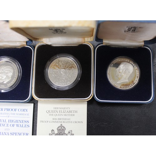 230 - Silver Proof Coins (10). 1977 Silver Jubilee Crown x 3.Golden Wedding £5. 1981 Diana & Charles W... 