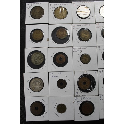 293 - Coins of British East & West Africa (45) comprising shillings, sixpence, threepence and more. Oc... 