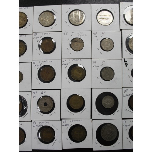 293 - Coins of British East & West Africa (45) comprising shillings, sixpence, threepence and more. Oc... 