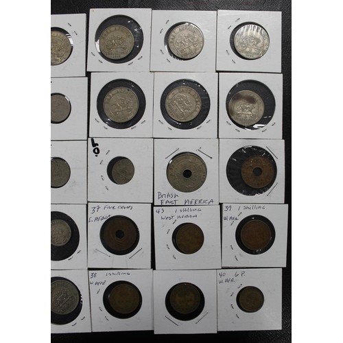 293 - Coins of British East & West Africa (45) comprising shillings, sixpence, threepence and more. Oc... 