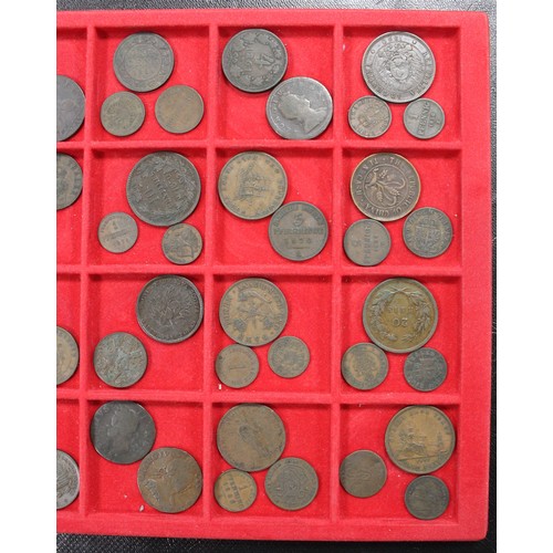 317 - A tray of UK & World copper coins (58), mainly 18th & 19th Century and averaging better than... 