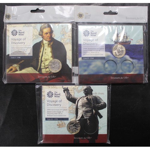 193 - BUNC James Cook £2 coin collection comprising the 2018, 2019 & 2020 Royal Mint pack date run. Al... 