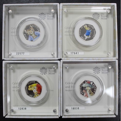 198 - 2017 Silver proof Beatrix Potter 50p's (4), the full set from this year including Peter Rabbit, Benj... 