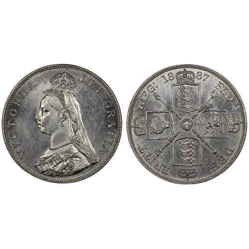 78 - 1887 Double Florin, Victoria. Arabic 1 in date. Dipped with subsequent wipe and with hairlines as a ... 