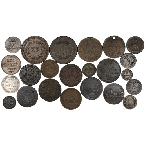 315 - A mixed assortment of UK & World 18th & 19th century coins and tokens. Of note to include 18... 